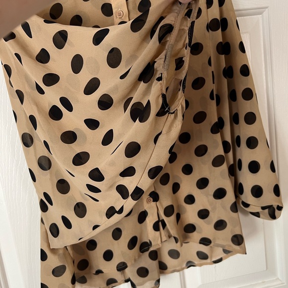 Sans souci polka dot bottom up wide sleeve shirt size small - Picture 2 of 4